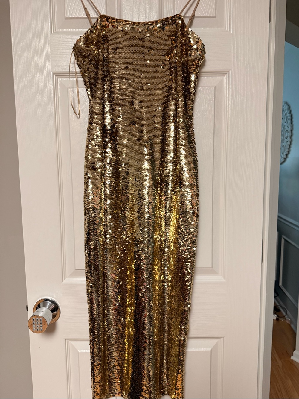 Gianni Bini Gold Sequin Slip Dress with Tag
